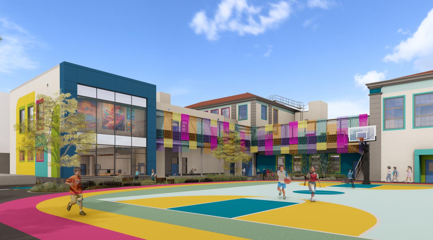 Updated playyard facing the Buena Vista Horace Mann art center