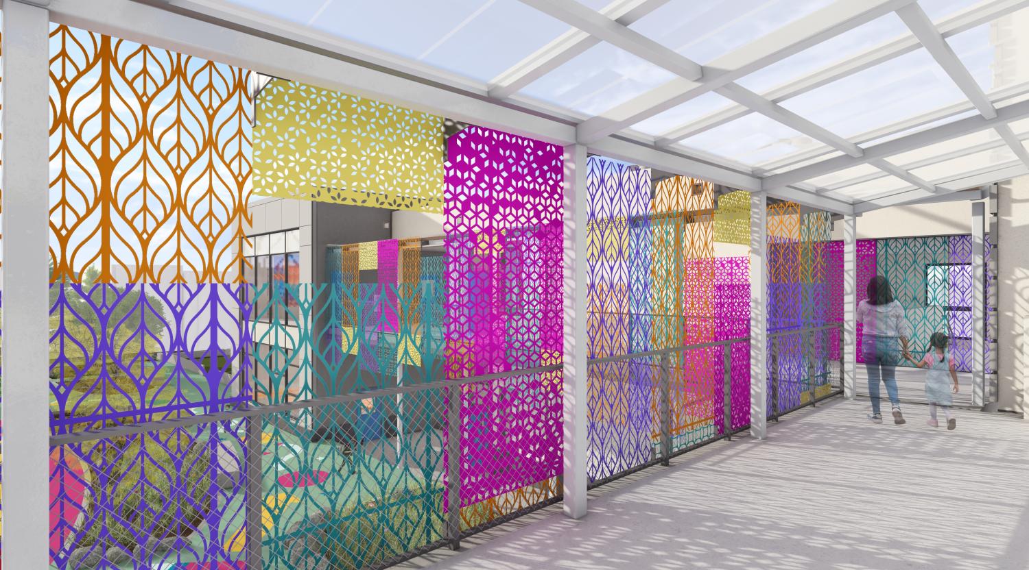 Valencia Street gate with papel picado screens in San Francisco