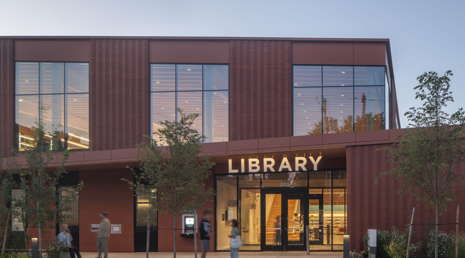 Albina Library exterior 2-story new addition in Portland, OR